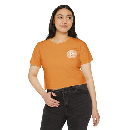 Indiana Built Women's Festival Crop Top — Retro Logo Crop Tee for Music Festivals & Summer Events