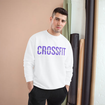 CrossFit Crewneck Sweatshirt — Purple Distressed “CrossFit” Front, “CrossFit Never Forget” Back