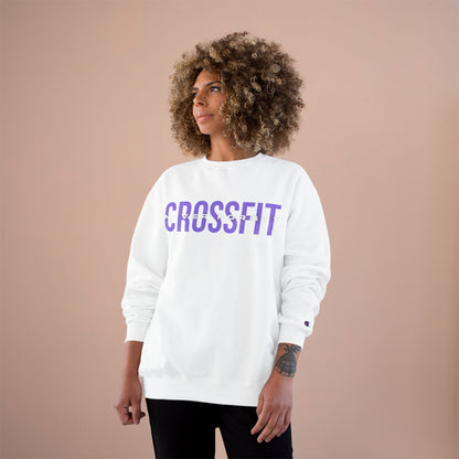 CrossFit Crewneck Sweatshirt — Purple Distressed “CrossFit” Front, “CrossFit Never Forget” Back