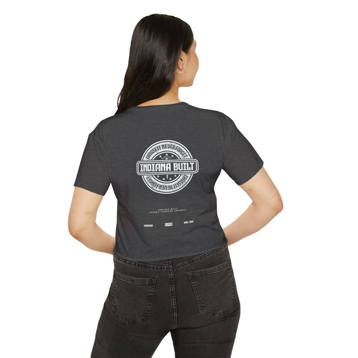 Indiana Built Women's Festival Crop Top — Retro Logo Crop Tee for Music Festivals & Summer Events