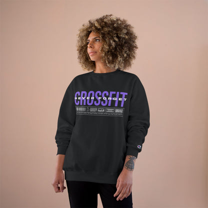 CrossFit Crewneck Sweatshirt — Purple Distressed “CrossFit” Front, “CrossFit Never Forget” Back