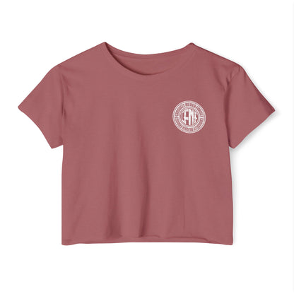 Indiana Built Women's Festival Crop Top — Retro Logo Crop Tee for Music Festivals & Summer Events