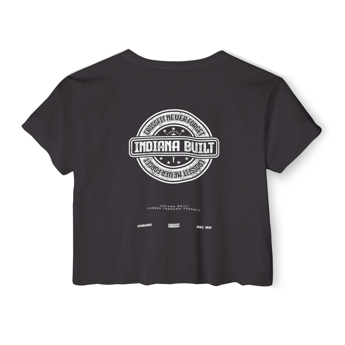 Indiana Built Women's Festival Crop Top — Retro Logo Crop Tee for Music Festivals & Summer Events