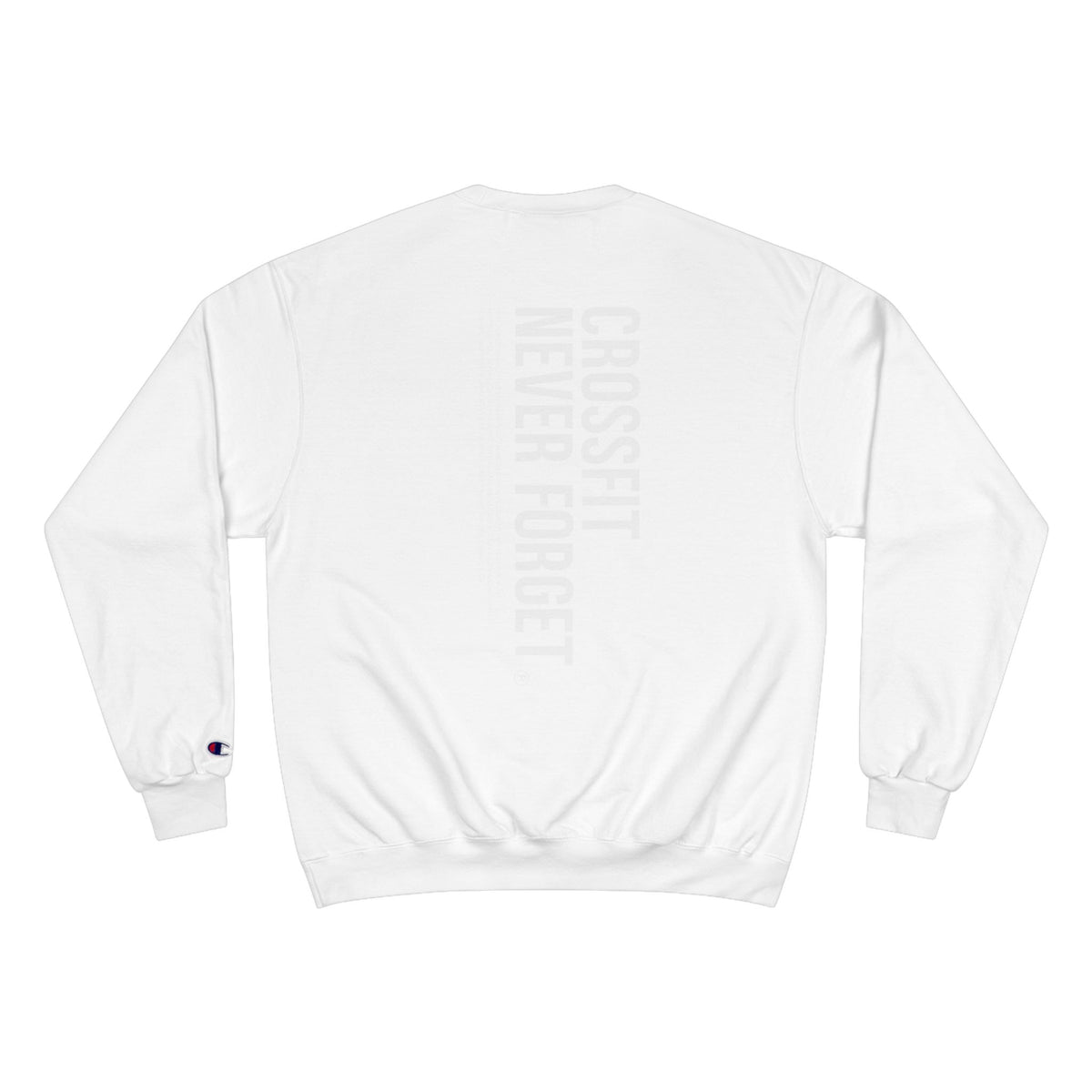 CrossFit Crewneck Sweatshirt — Purple Distressed “CrossFit” Front, “CrossFit Never Forget” Back