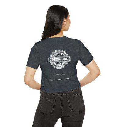 Indiana Built Women's Festival Crop Top — Retro Logo Crop Tee for Music Festivals & Summer Events
