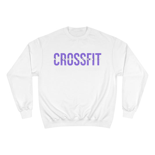 CrossFit Crewneck Sweatshirt — Purple Distressed “CrossFit” Front, “CrossFit Never Forget” Back