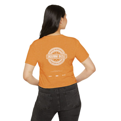 Indiana Built Women's Festival Crop Top — Retro Logo Crop Tee for Music Festivals & Summer Events