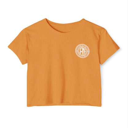Indiana Built Women's Festival Crop Top — Retro Logo Crop Tee for Music Festivals & Summer Events