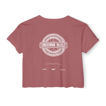 Indiana Built Women's Festival Crop Top — Retro Logo Crop Tee for Music Festivals & Summer Events