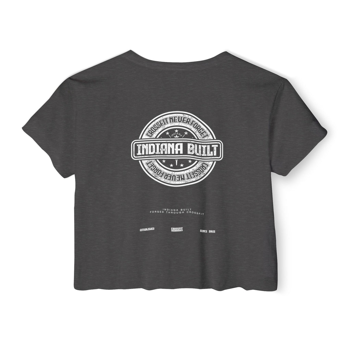 Indiana Built Women's Festival Crop Top — Retro Logo Crop Tee for Music Festivals & Summer Events