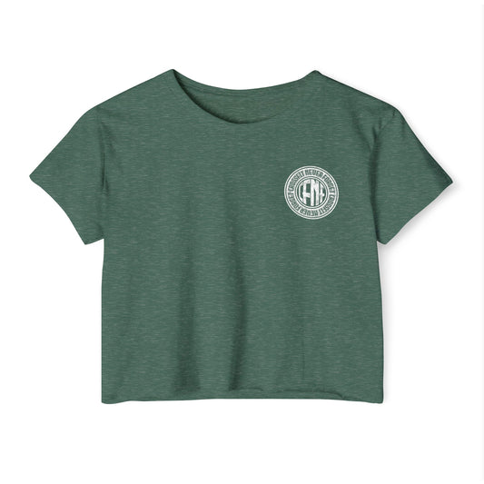 Indiana Built Women's Festival Crop Top — Retro Logo Crop Tee for Music Festivals & Summer Events
